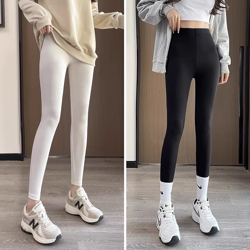 莫代尔打底裤女外穿春秋季薄款秋裤紧身大码弹力黑色瑜伽九分裤