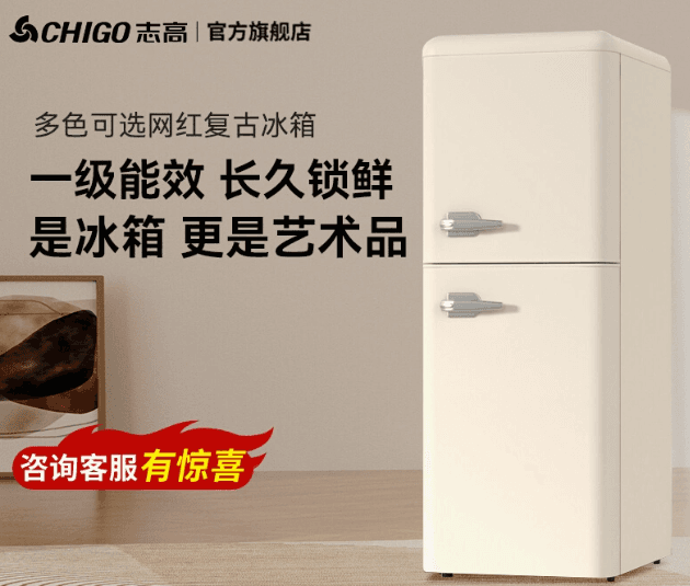 志高復古小型家用冰箱雙開門
