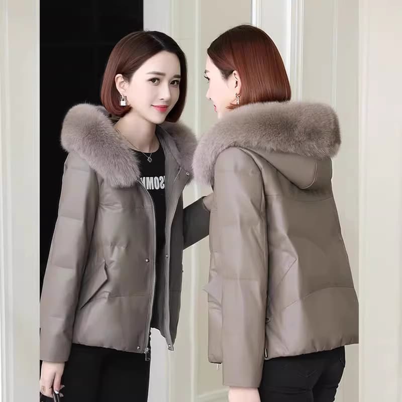 短款皮羽绒服女冬新款小个子绵羊皮真狐狸毛加厚皮衣皮草外套