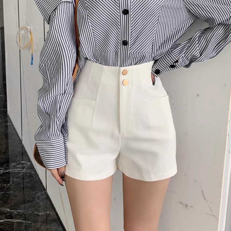 2025新款秋冬弹力阔腿短裤女春高腰黑色显瘦热裤A字西装外穿靴裤