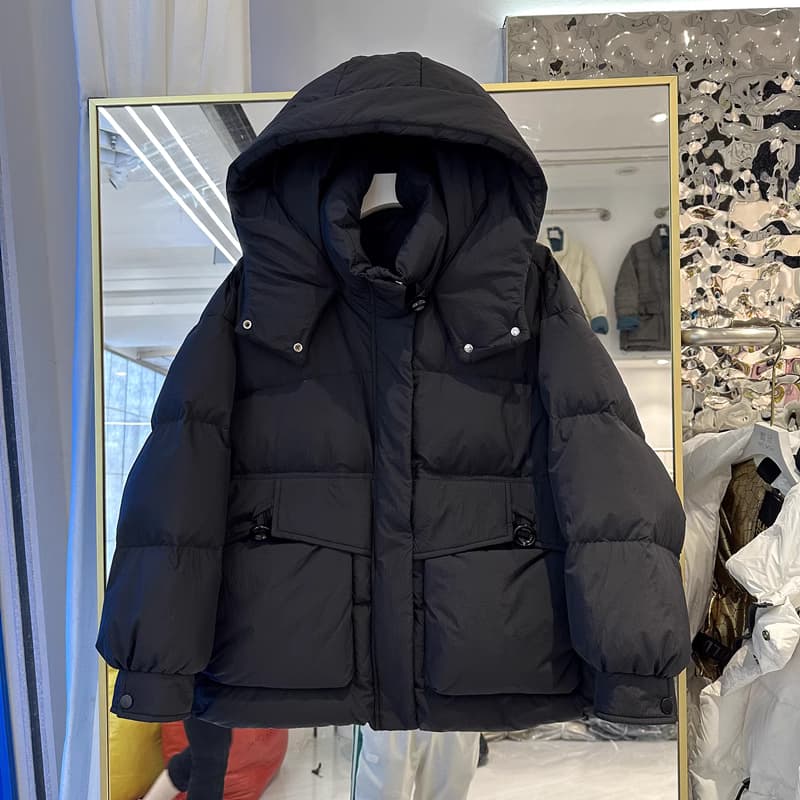 新款羽绒服女短款连帽小个子时尚宽松加厚白鸭绒保暖冬外套