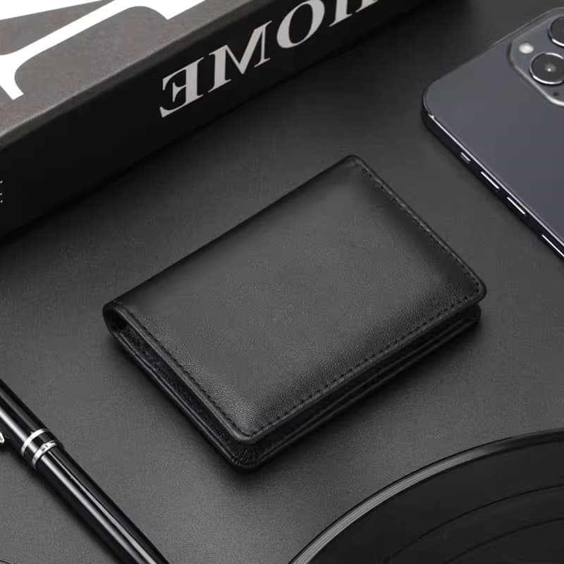 EHRENMANN卡包男士商务名片夹大容量多卡位简约名片盒女黑色 纯色