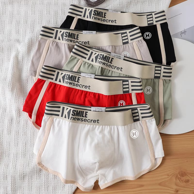 男士内裤男纯棉四角裤时尚宽松透气青少年男生男式大码平角裤头潮