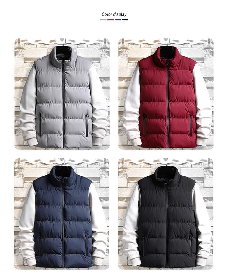 新款羽绒服马甲男士防风保暖外套青年工装立领马夹背心潮